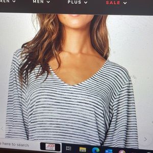 Liverpool New with Tags twist back navy and white striped shirt. Size L